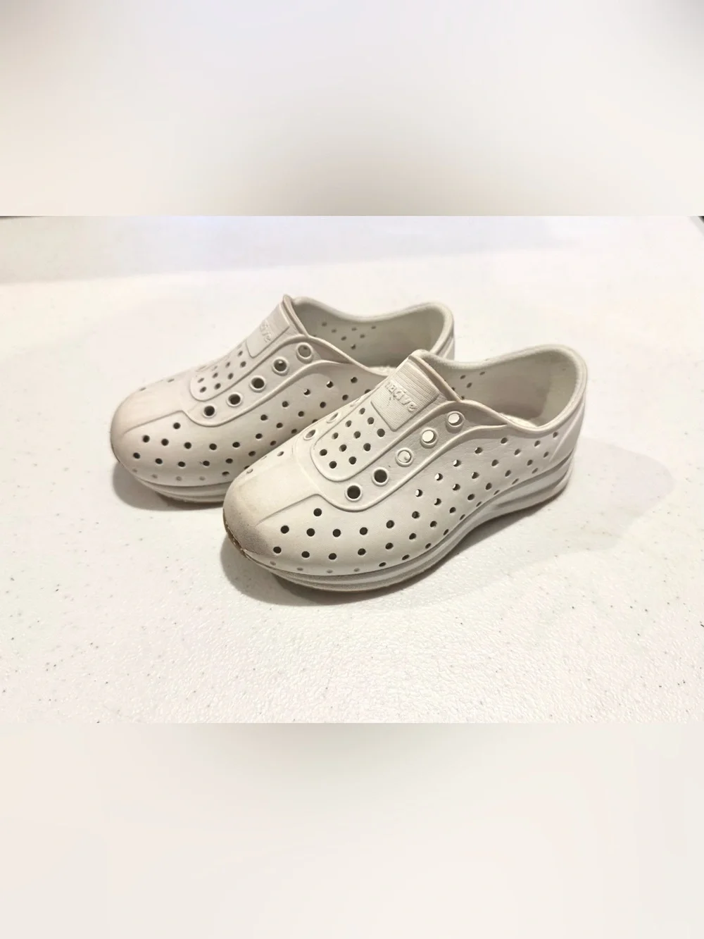 Native Robbie Shoes White Water Friendly Perforated Slip-Ons size C8